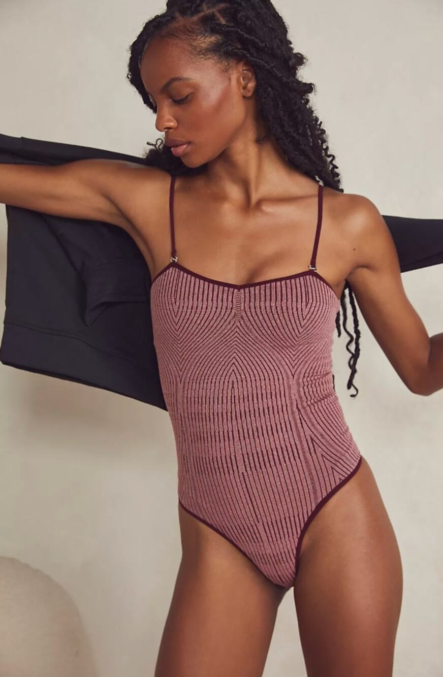 NWT Free People Intimately Getaway Bodysuit WINE Med/Large